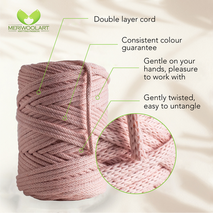 Light Pink Macramé Cord 4mm 85m