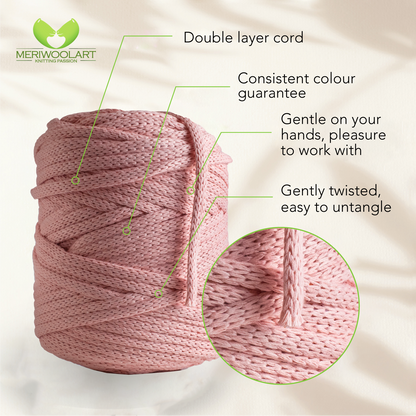 Light Pink Macramé Cord 6mm 85m