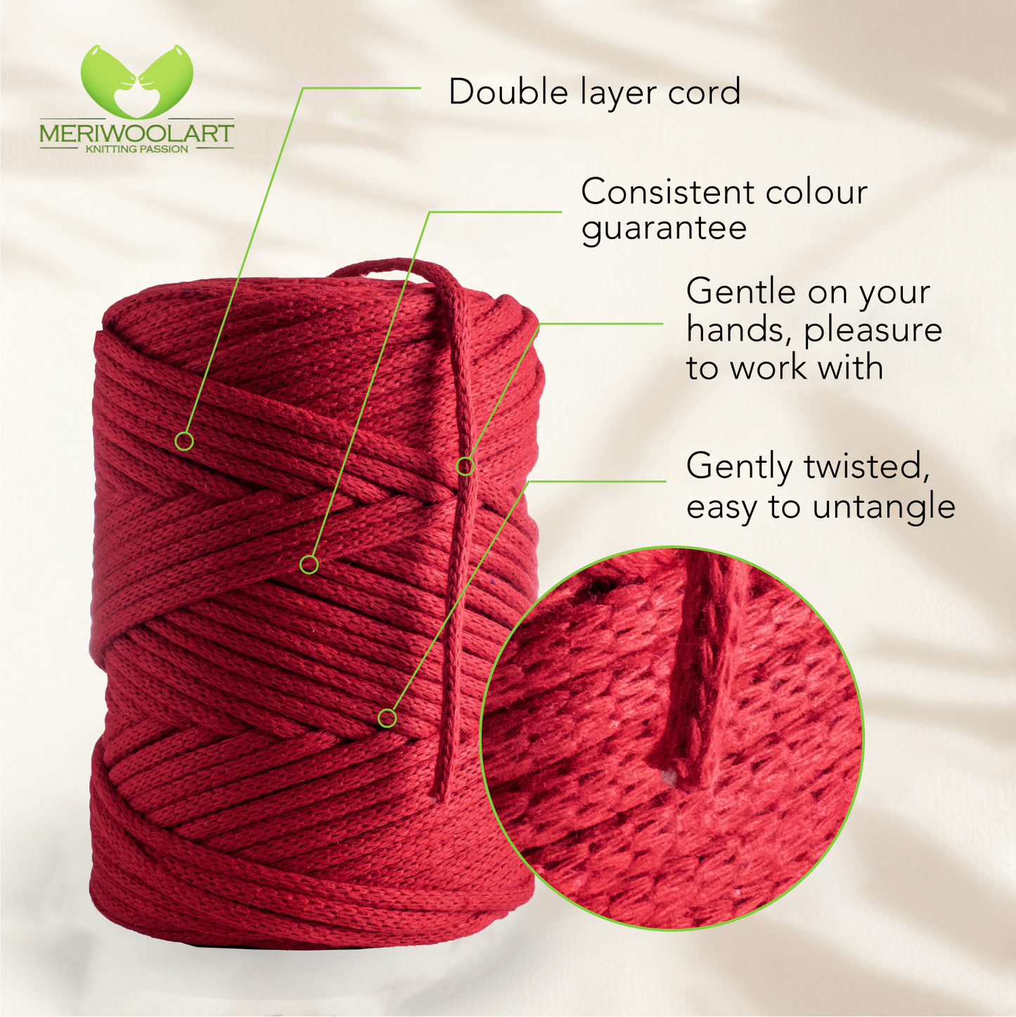 Red Macramé Cord 4mm 85m