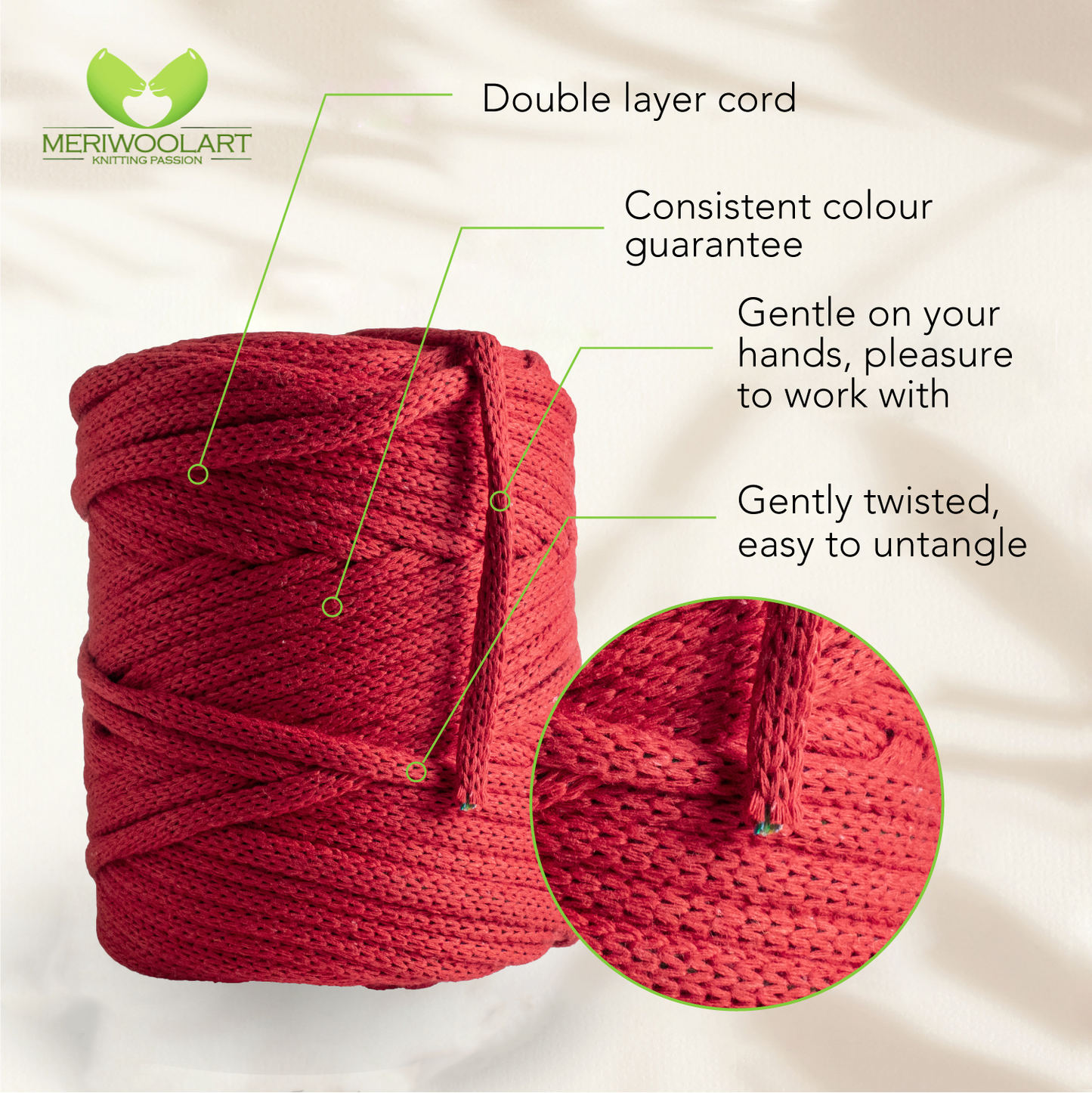 Red Macramé Cord 6mm 85m