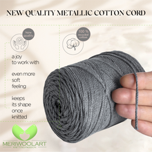 Load image into Gallery viewer, Dark Gray Macramé Cotton 2mm 250m
