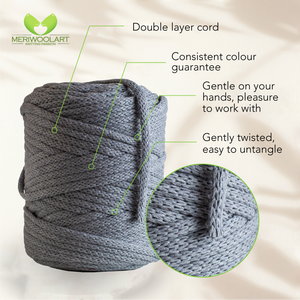 Dark Gray Macramé Cord 6mm 85m