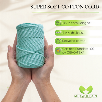 Aqua Macramé Cord 4mm 85m