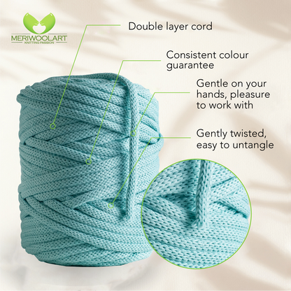 Aqua Macramé Cord 6mm 85m