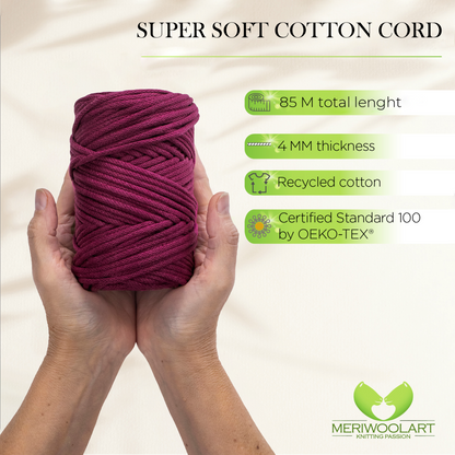 Violet Macramé Cord 4mm 85m