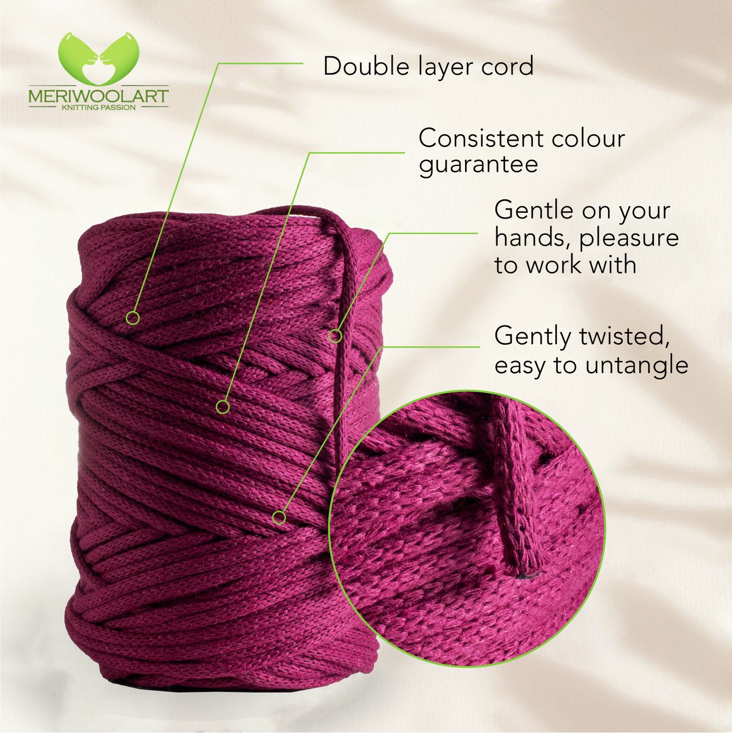 Violet Macramé Cord 4mm 85m