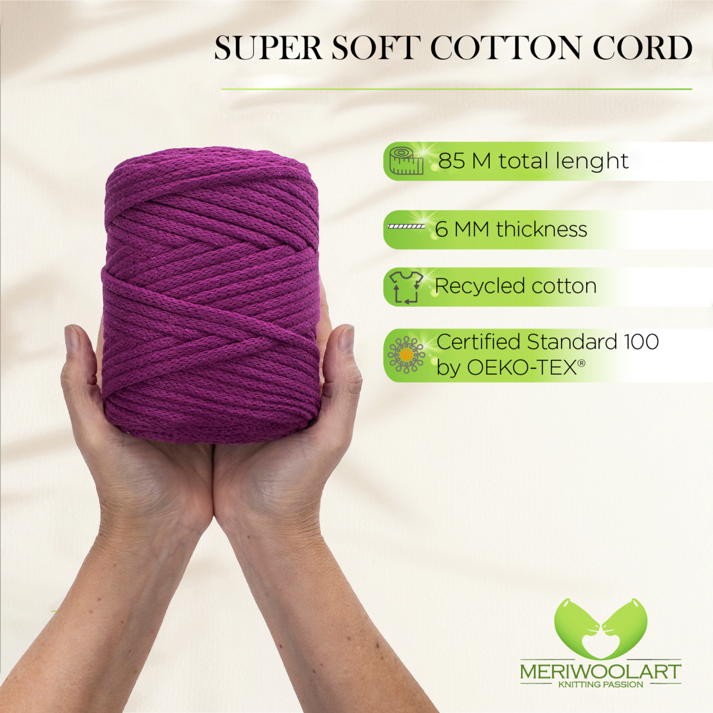 Violet Macramé Cord 6mm 85m