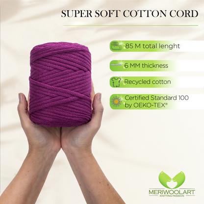 Violet Macramé Cord 6mm 85m