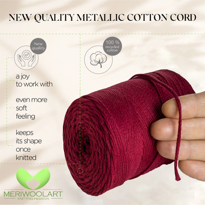 Burgundy Macramé Cotton 2mm 250m