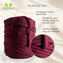 Load image into Gallery viewer, Burgundy Macramé Cord 6mm 85m
