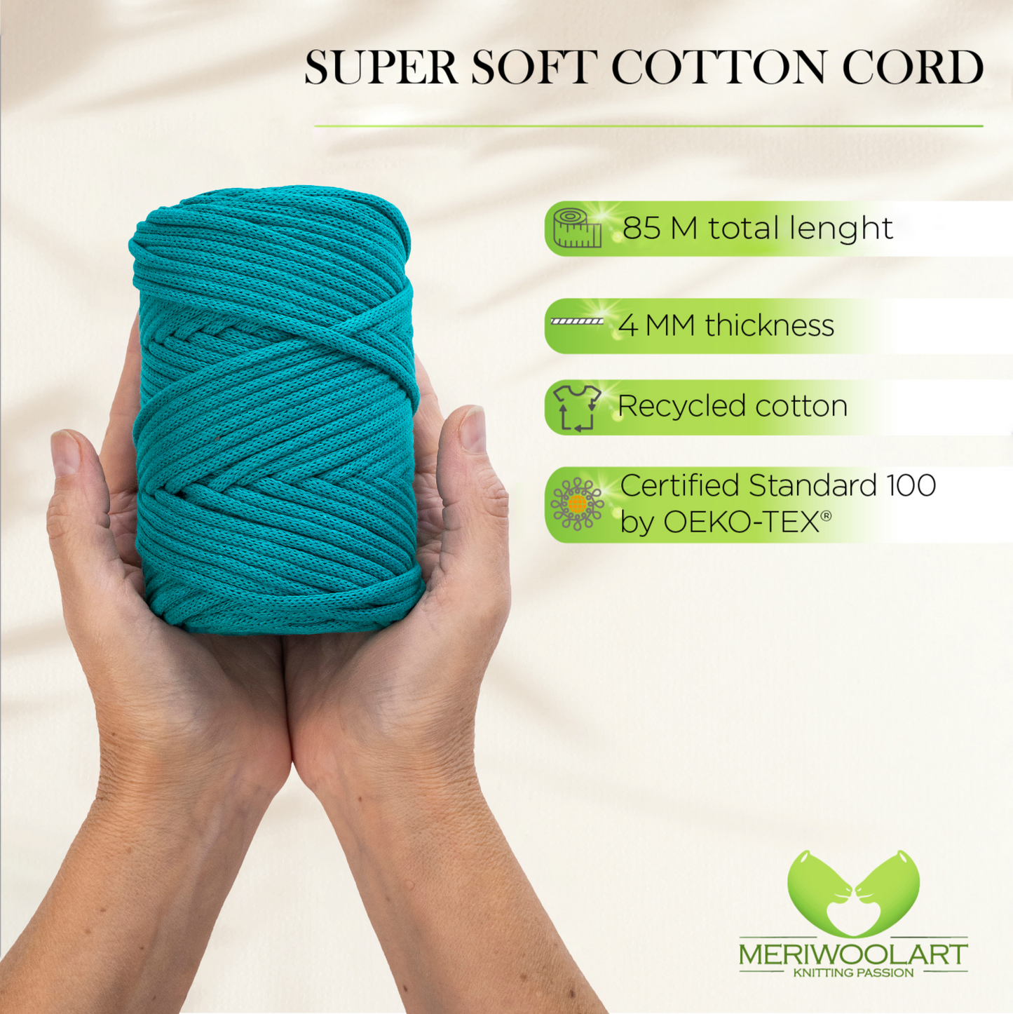 Sea Green Macramé Cord 4mm 85m