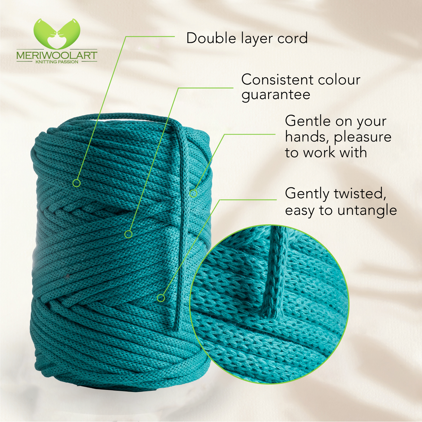 Sea Green Macramé Cord 4mm 85m