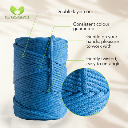 Blue Macramé Cord 4mm 85m