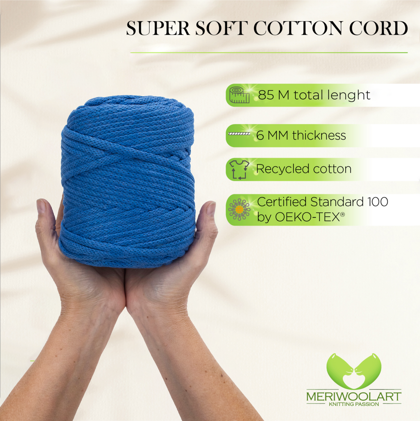 Blue Macramé Cord 6mm 85m