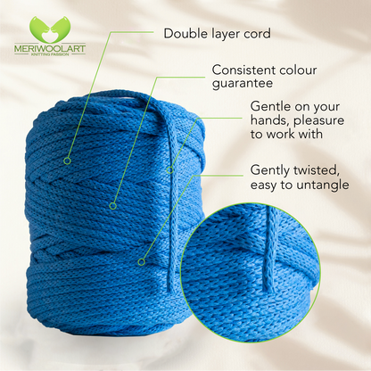 Blue Macramé Cord 6mm 85m