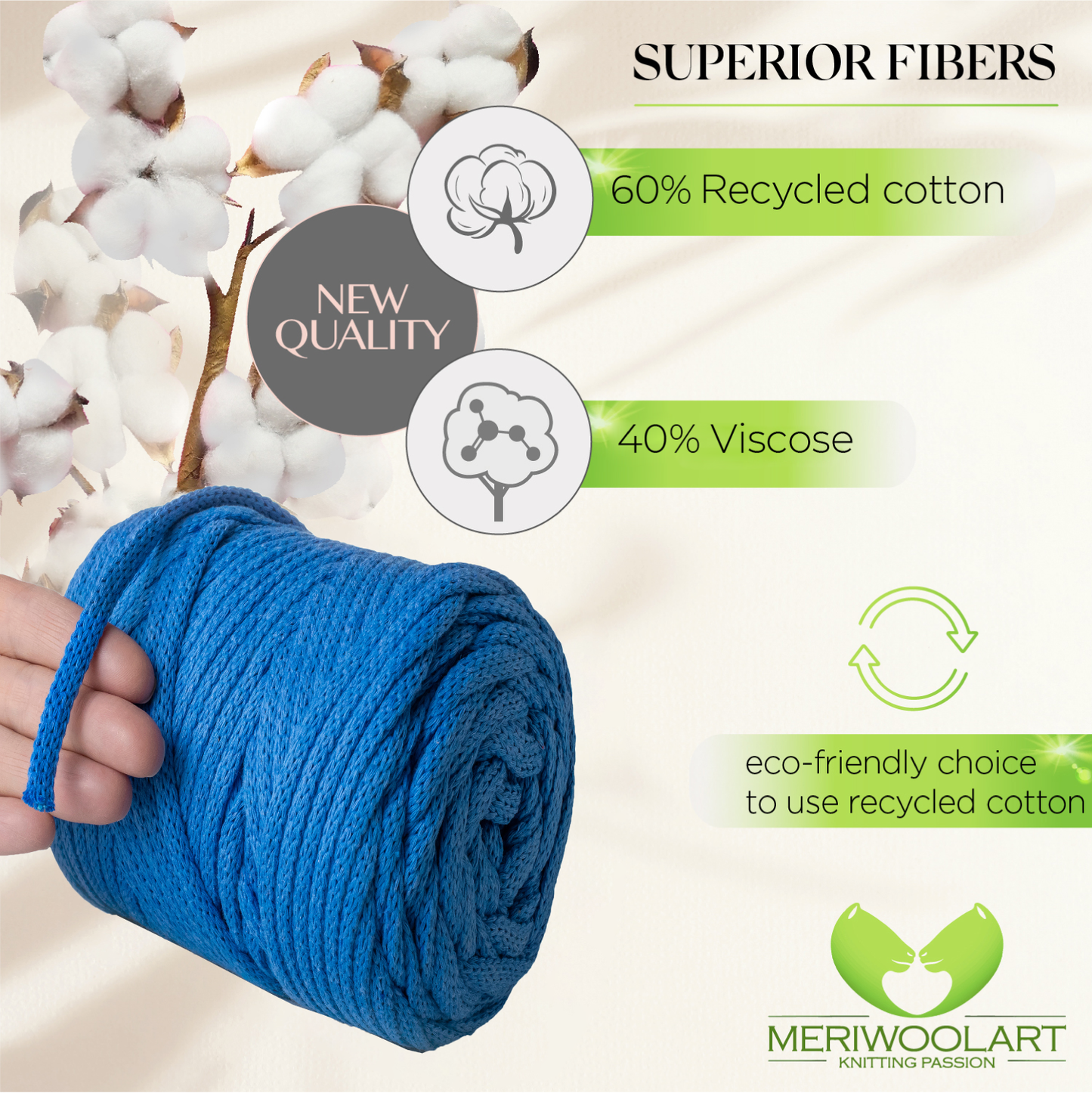 Blue Macramé Cord 6mm 85m