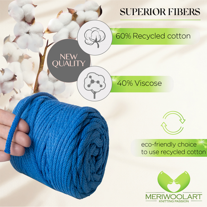 Blue Macramé Cord 6mm 85m