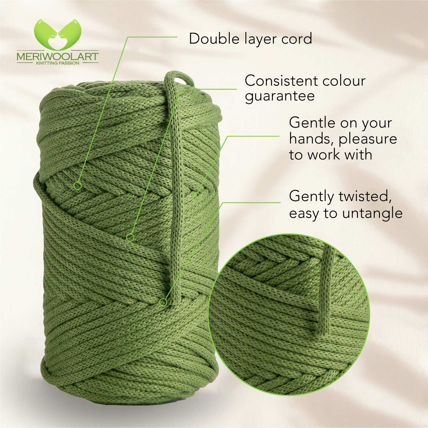 Salbei Macramé Cord 4mm 85m