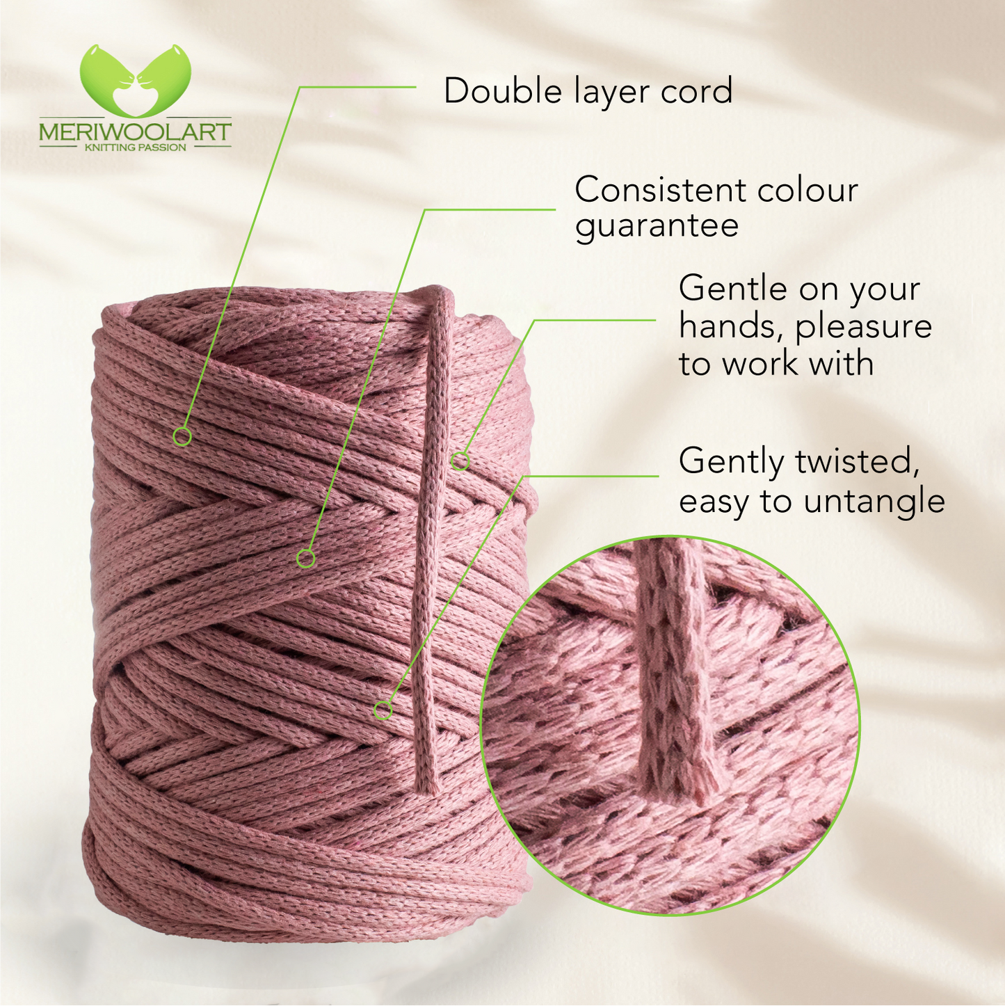 Pflaume Macramé Cord 4mm 85m