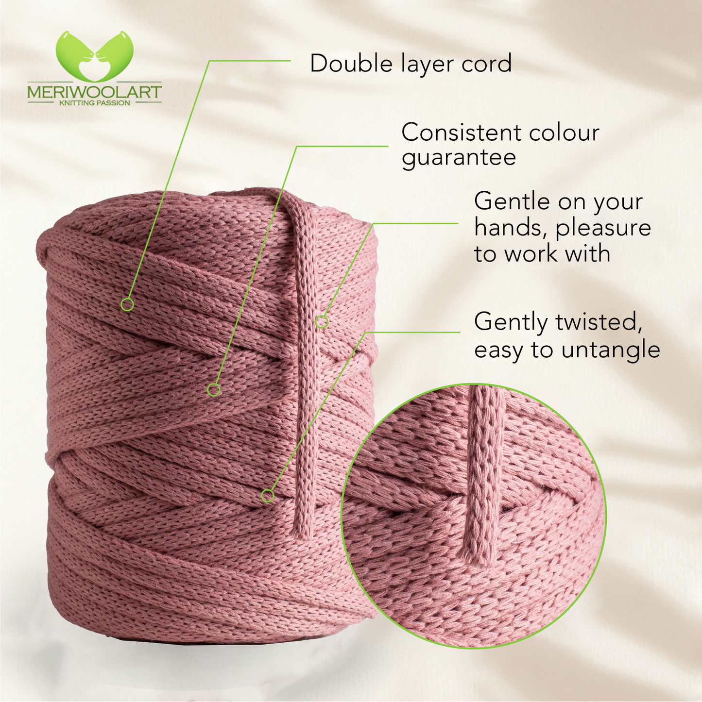 Pflaume Macramé Cord 6mm 85m