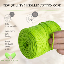 Load image into Gallery viewer, Neon Yellow Macramé Cotton 2mm 250m
