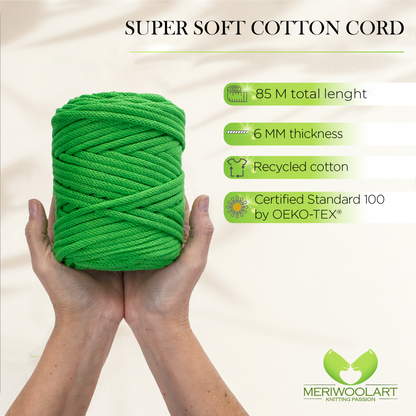 Neon Green Macramé Cord 6mm 85m