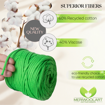 Neon Green Macramé Cord 6mm 85m