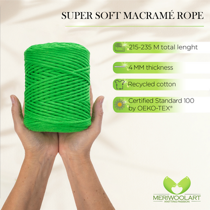 Neon Green Single Twisted Macramé 4mm 225m