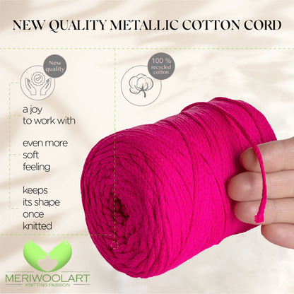 Cotone macramè rosa neon 2mm 250m