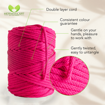 Neon Pink Macramé Cord 4mm 85m