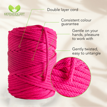 Load image into Gallery viewer, Neon Pink Macramé Cord 4mm 85m

