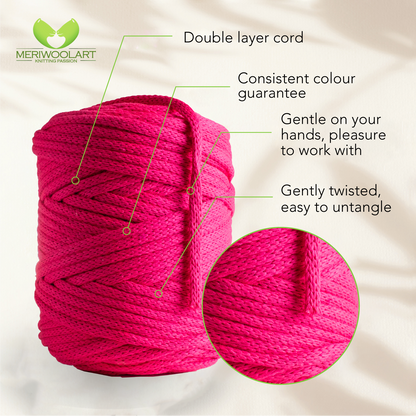 Neon Pink Macramé Cord 6mm 85m