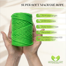 Load image into Gallery viewer, NEON GREEN MACRAMÉ ROPE 4 MM, 75 M
