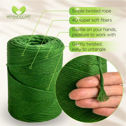 Sage Single Twisted Macramé 3mm 200m