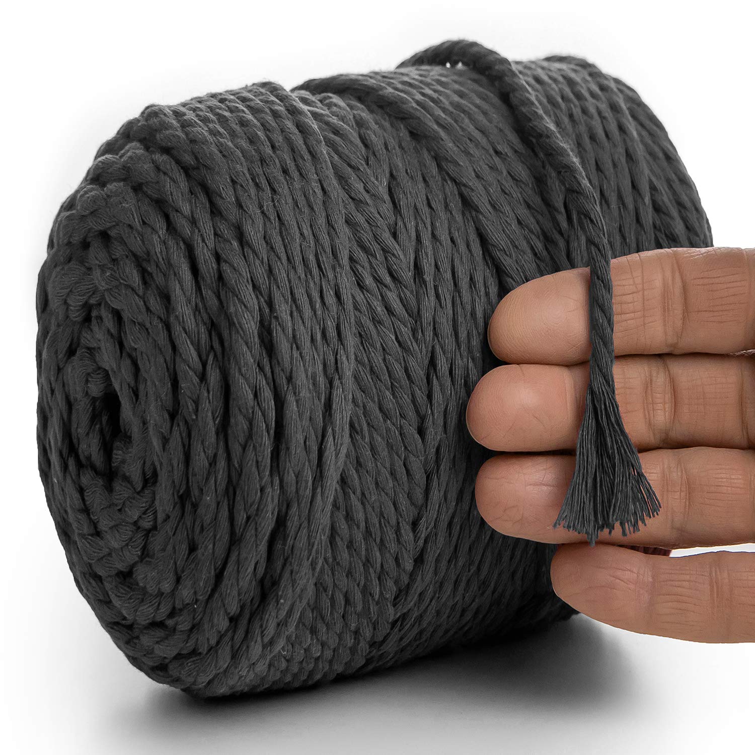 GRAPHITE MACRAMÉ ROPE 6 MM, 100 M – MeriWoolArt