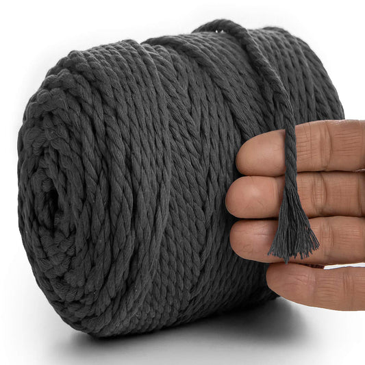 GRAPHITE MACRAMÉ ROPE 6 MM, 100 M