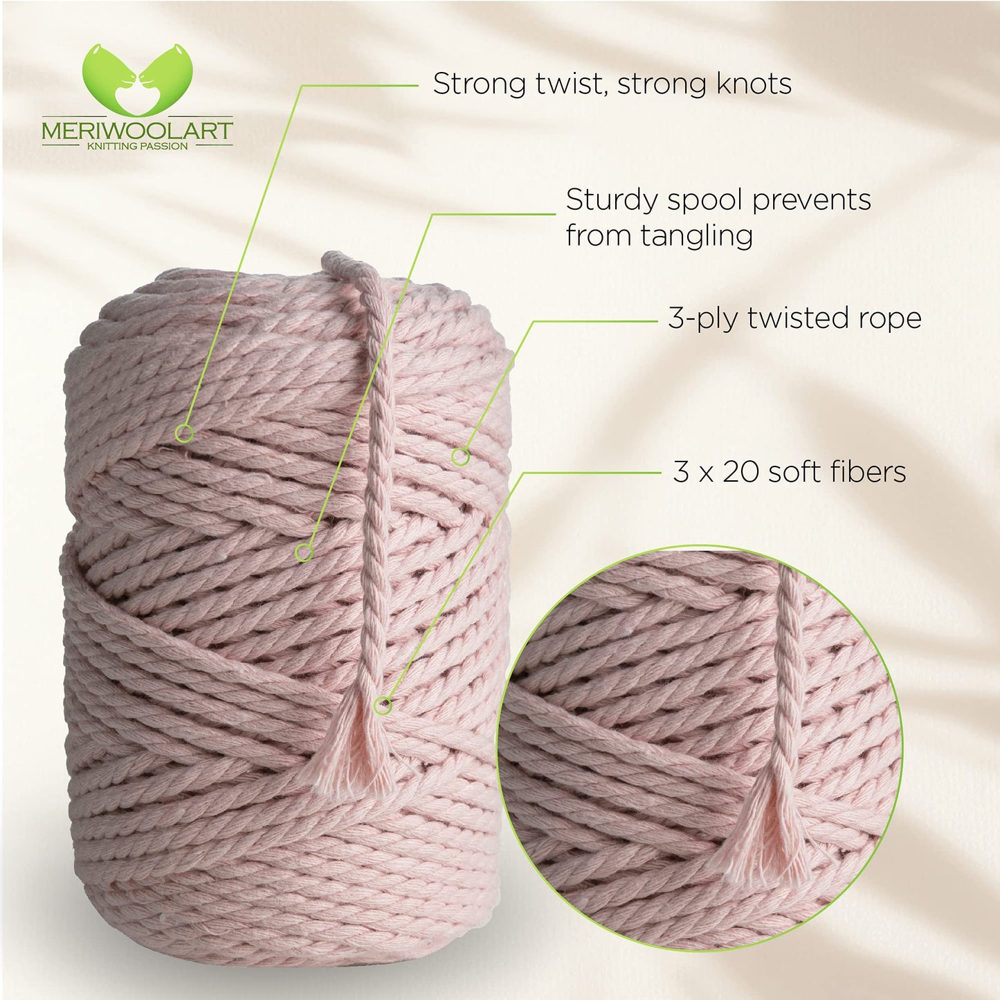 PINK MACRAMÉ ROPE 4 MM, 75 M