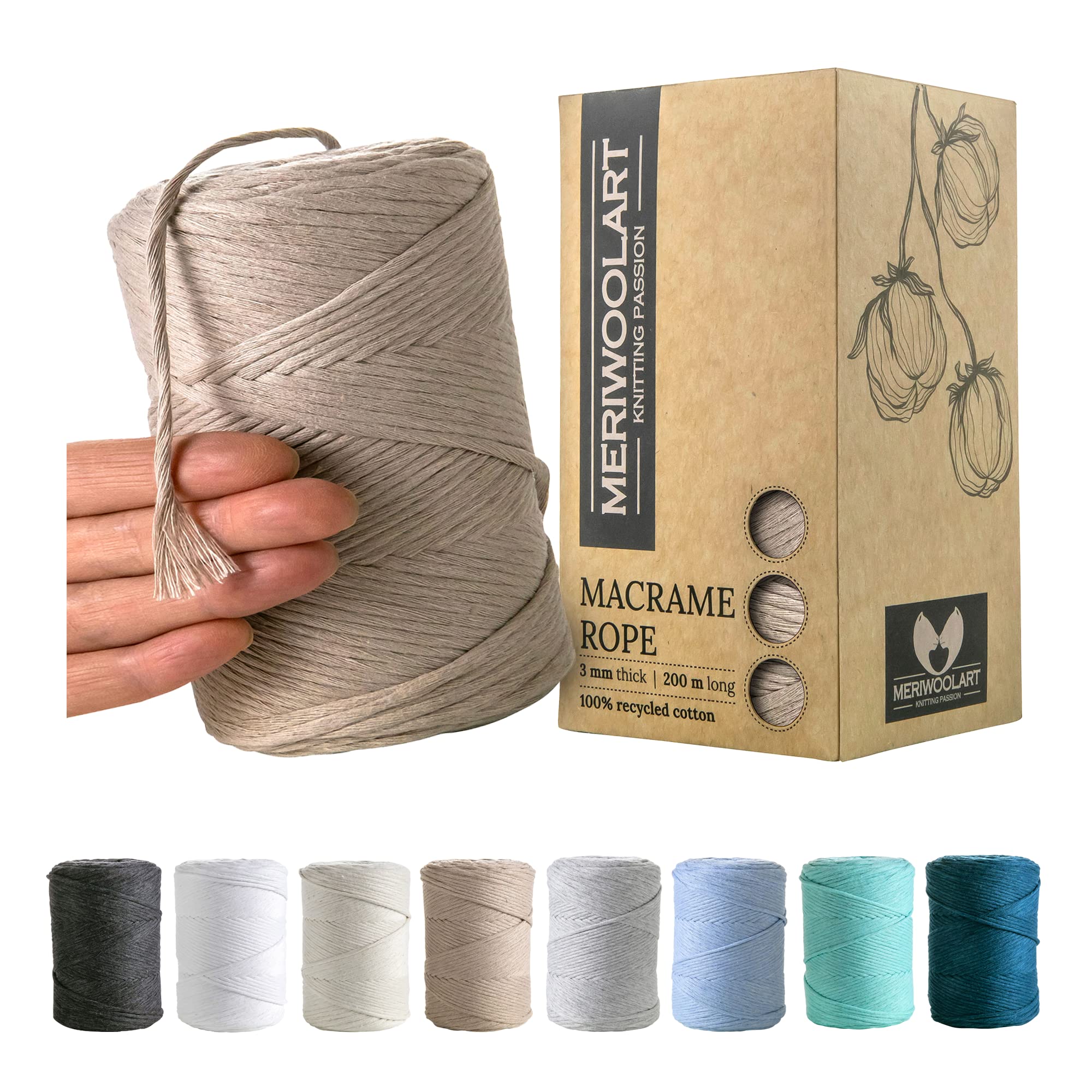 Single Twisted Macramé 3mm 200m – MeriWoolArt