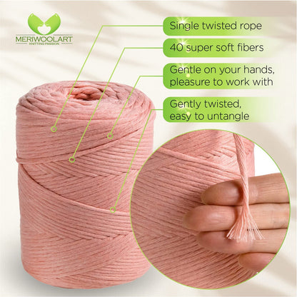 Light Pink Single Twisted Macramé 3mm 200m