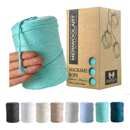 Macramé torsadé simple azur 3mm 200m