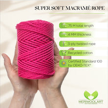 Load image into Gallery viewer, NEON PINK MACRAMÉ ROPE 4 MM, 75 M
