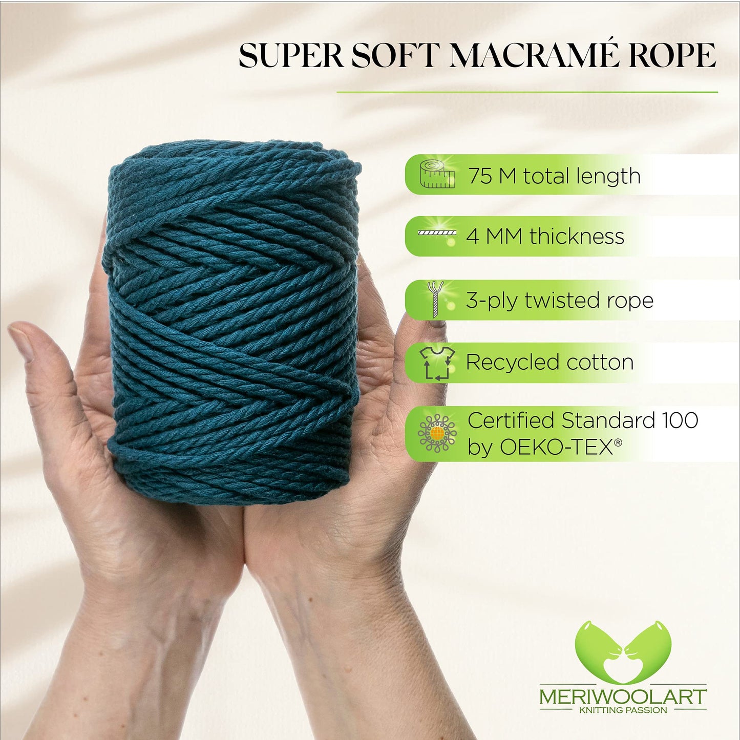 OCEAN MACRAMÉ ROPE 4 MM, 75 M