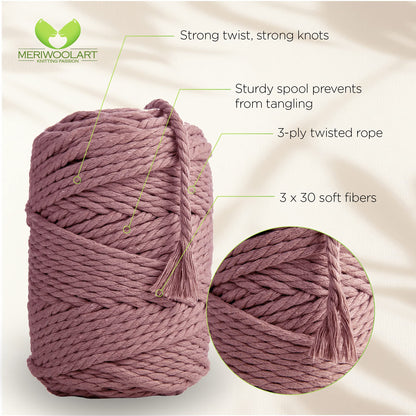 PLUM MACRAMÉ ROPE 6 MM, 100 M