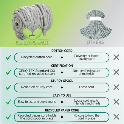 ASHES RECYCLED COTTON CORD 10 MM, 60 M