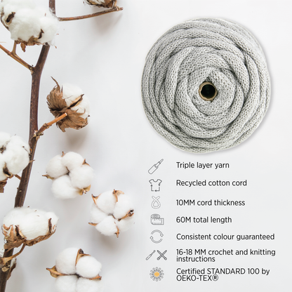 ASHES RECYCLED COTTON CORD 10 MM, 60 M