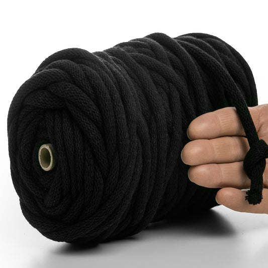 BLACK RECYCLED COTTON CORD 10 MM, 60 M