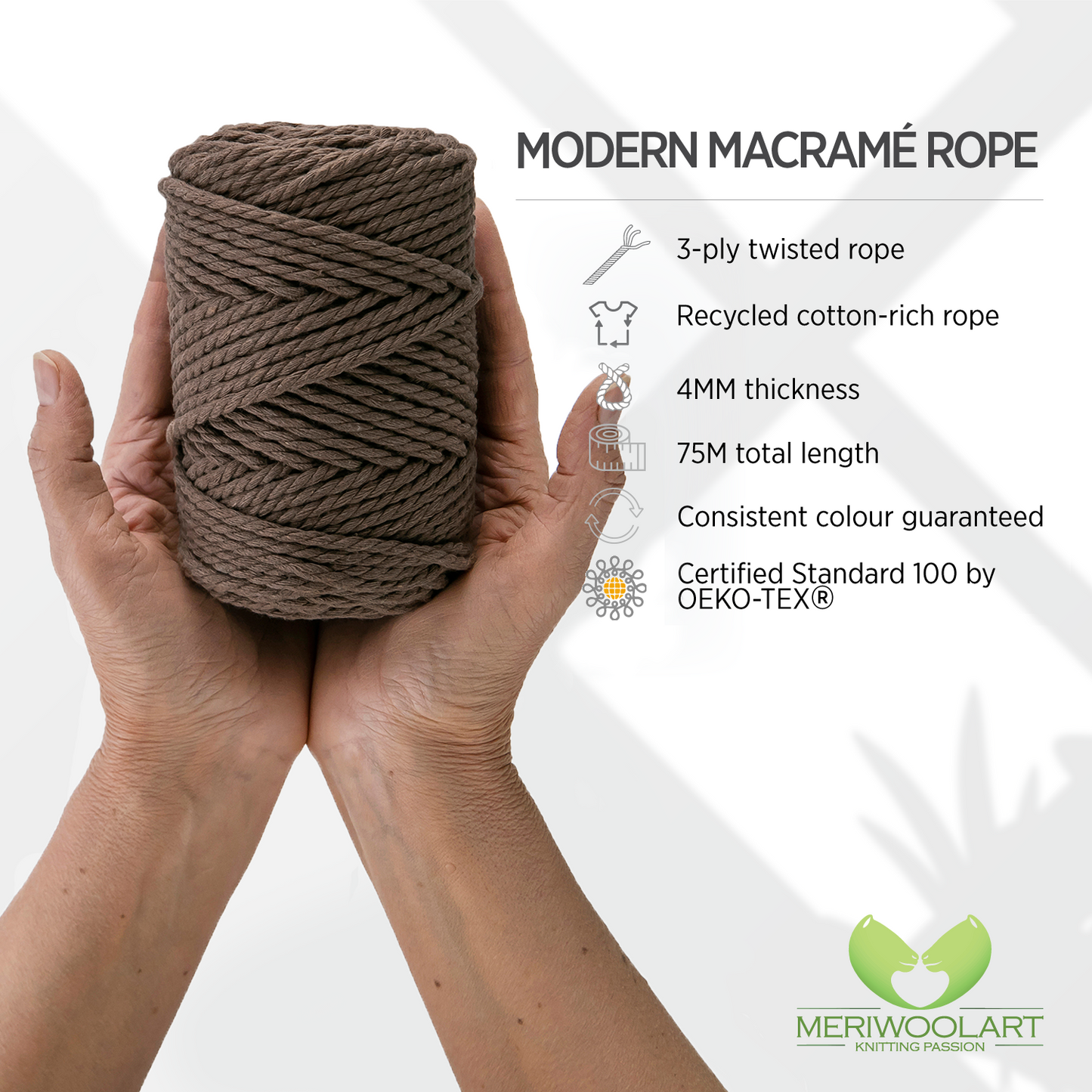 BROWN MACRAME  ROPE 4 MM, 75 M INFOGRAPHIC