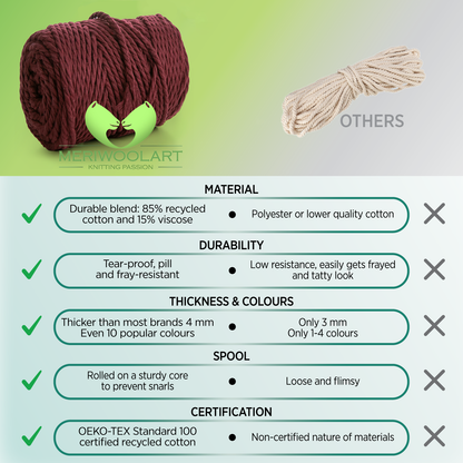 BURGUNDY MACRAME  ROPE 4 MM, 75 M INFOGRAPHIC