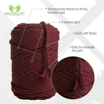 BURGUNDY MACRAME  ROPE 4 MM, 75 M INFOGRAPHIC