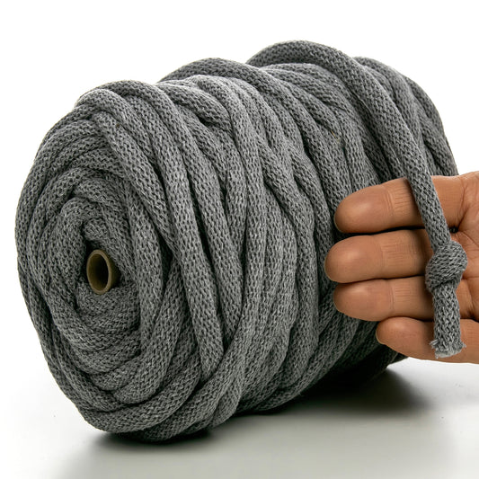 DARK GREY RECYCLED COTTON CORD 10 MM, 60 M